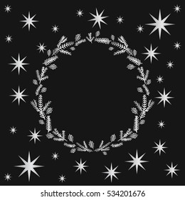 Hand drawn wreath frame for poster, t-shirt or cards. 