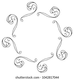 Hand drawn wreath made in vector. Leaves and flowers garlands. Romantic floral design element.