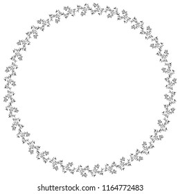 Hand drawn wreath made in vector. Leaves and flowers garlands. Romantic floral design element.