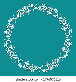 Hand drawn wreath made in vector. Leaves and flowers garlands. Romantic floral design element.