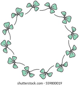 Hand drawn wreath made in vector. Leaves and flowers garlands. Romantic floral design element.