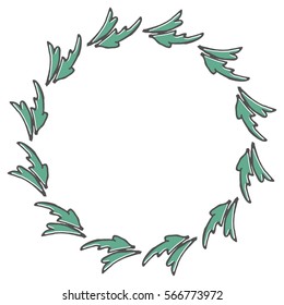Hand drawn wreath made in vector. Leaves garlands. Romantic floral design element.