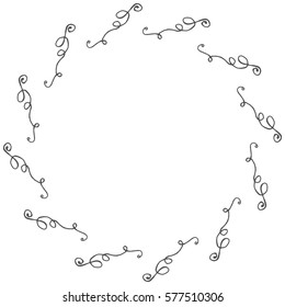 Hand drawn wreath made in vector. Leaves and flowers garlands. Romantic floral design element.