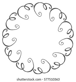 Hand drawn wreath made in vector. Leaves and flowers garlands. Romantic floral design element.