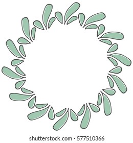 Hand drawn wreath made in vector. Leaves and flowers garlands. Romantic floral design element.