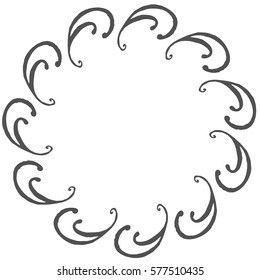 Hand drawn wreath made in vector. Leaves and flowers garlands. Romantic floral design element.