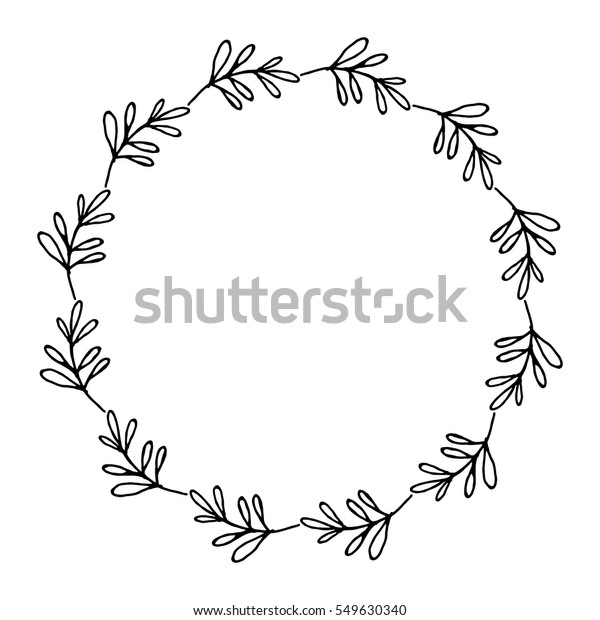 Hand Drawn Wreath Made Vector Leaves Stock Vector Royalty Free 549630340 5581