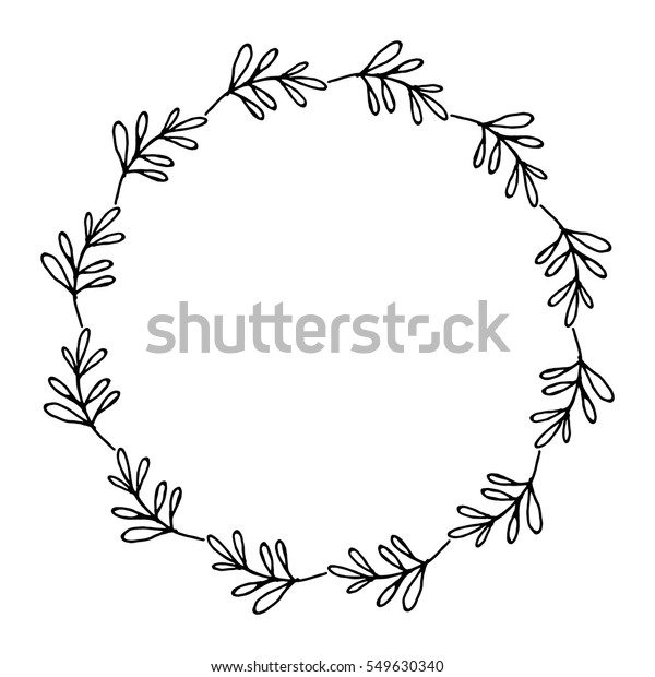 Hand Drawn Wreath Made Vector Leaves Stock Vector Royalty Free 549630340 0566