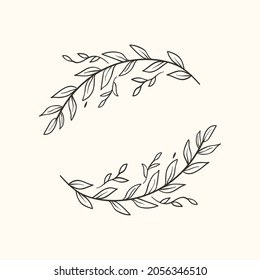 ilustración del vector de corona dibujada a mano. Floral, fondo follaje.