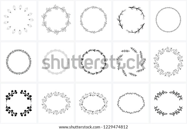 Download Hand Drawn Wreaths Frames Bundle Logo Stock Vector Royalty Free 1229474812