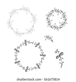 Hand drawn wreaths made in vector
