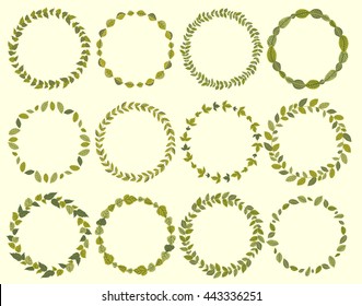 Hand drawn wreaths with a place for your text. Circle wreath for invitation cards, wedding card design and other.