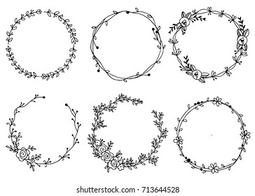 Hand drawn wreaths vector illustration Design elements for invitations, greeting cards.
