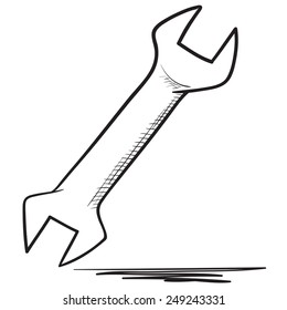 Hand drawn wrench illustration