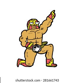 hand drawn wrestler