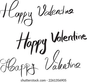 Hand drawn, writing by black ink, symbol for design card, happy valentine