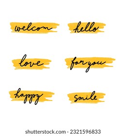 Hand drawn writing text with watercolor brush.