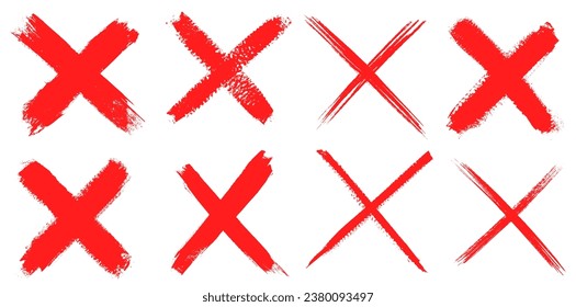Marcas x dibujadas a mano.Conjunto de signo x de borrón.