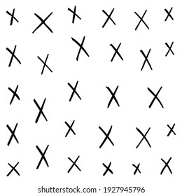 Hand Drawn X Set Collection On White Background Vector