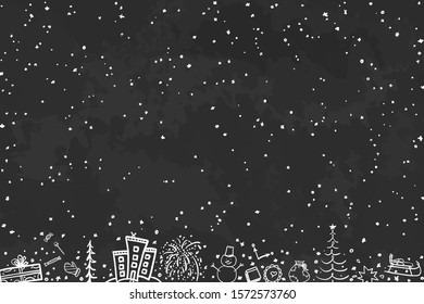 Hand drawn xmas background. Abstract chalkboard