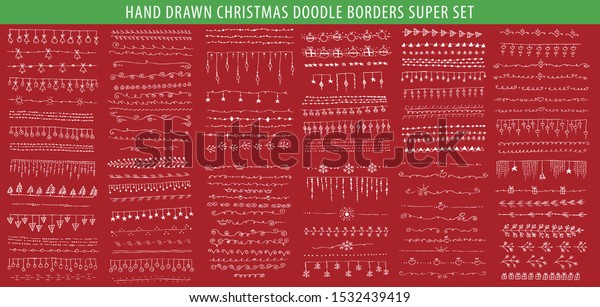 hand drawn xmas line boundary edge vector\
cartoon design piece set template for invitation or greeting card\
straight classic tree nails star branch organ boundary ball red new\
drawn christmas ornate b