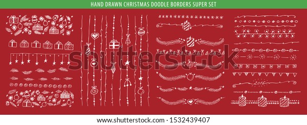 hand drawn xmas line edge frame vector cartoon\
design element set template for invitation or reception card line\
classical timber nails star hand branch organ border ball red new\
drawn christmas ornat