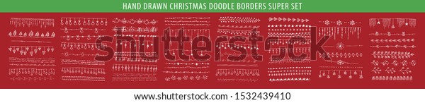 hand drawn xmas line outline border vector\
doodle design part series pattern for invitation or greeting\
cardboard line classical tree nails star fingers branch organ edge\
ball red new drawn\
christmas