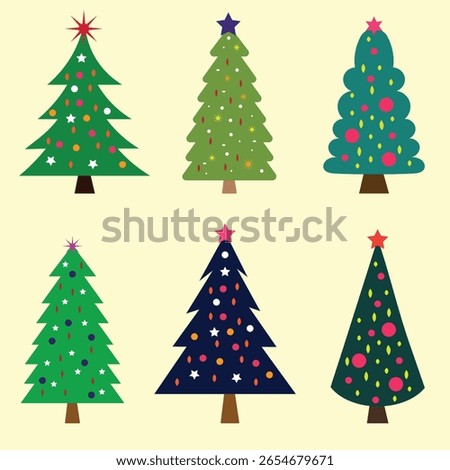 Hand drawn X-MAS TREE tree collection vector art