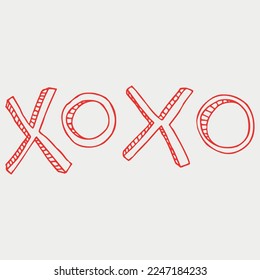 Hand Drawn XOXO lettering vector illustration