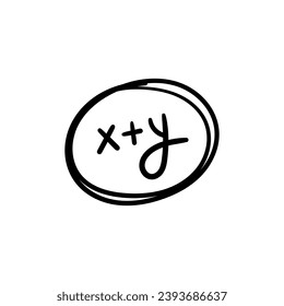 hand drawn x+y symbol. x+y symbol in scribble ellipse