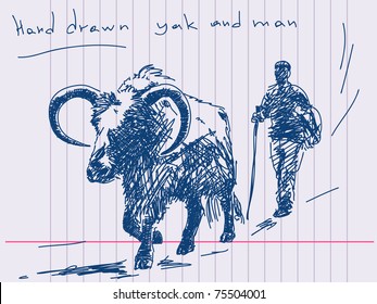 Rata mano yak y hombre Vector. Visita mi portafolio para una gran colección de doodles