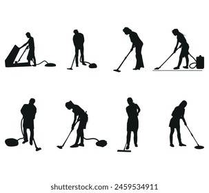 Hand drawn yard work Cleaner silhouette