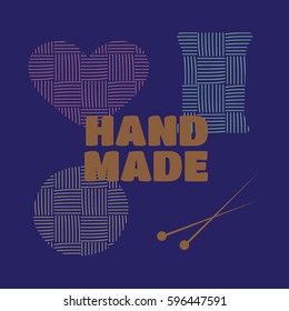 Hand drawn yarn for knitting. Knit and handmade, craft and ball, needle and hobby