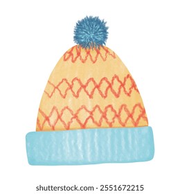 Hand drawn yarn winter hat vector file