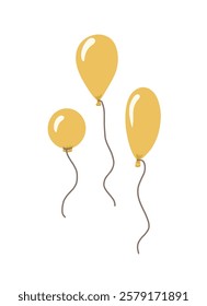 Hand drawn yellow air balloons isolated on white vector illustration