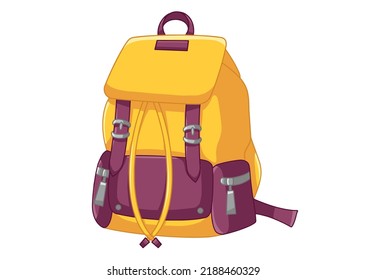 Hand drawn yellow backpack isolated on white