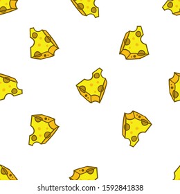 Hand drawn Yellow Cheese Icon seamless pattern background Cartoon Vector