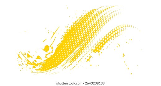A tinta de cor amarela desenhada à mão pinta pinceladas traçados isolados texto design citação ou texto informação. Elementos gráficos pintados para informações de texto, anúncios, oferta, grande, manchas de splatter, pincel, sobreposição