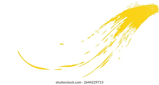 A tinta de cor amarela desenhada à mão pinta pinceladas traçados isolados texto design citação ou texto informação. Elementos gráficos pintados para informações de texto, anúncios, oferta, grande, manchas de splatter, pincel, sobreposição