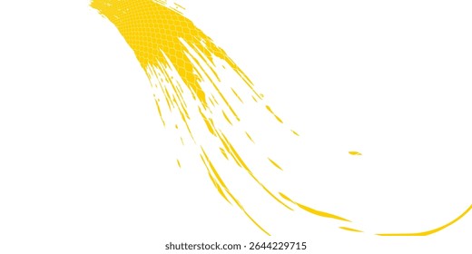 A tinta de cor amarela desenhada à mão pinta pinceladas traçados isolados texto design citação ou texto informação. Elementos gráficos pintados para informações de texto, anúncios, oferta, grande, manchas de splatter, pincel, sobreposição