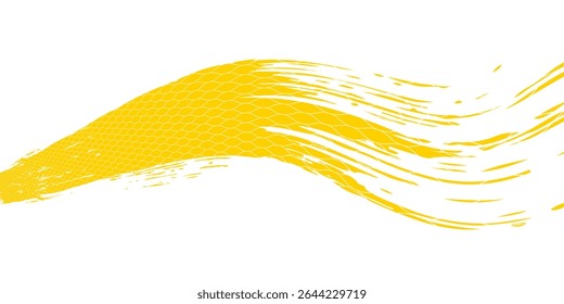 A tinta de cor amarela desenhada à mão pinta pinceladas traçados isolados texto design citação ou texto informação. Elementos gráficos pintados para informações de texto, anúncios, oferta, grande, manchas de splatter, pincel. Eps10