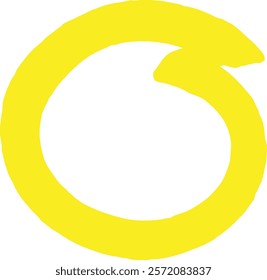 Hand drawn yellow enso zen circle representing enlightenment, strength, and elegance, embodying the universe and the concept of mu - void - in a minimalist illustration