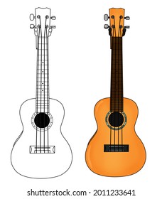 A hand drawn yellow guitar  