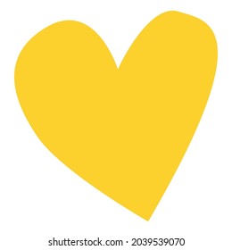 Hand drawn yellow heart shape isolated on white. Graphic design decorative element. Love and romance. St Valentine's Day. For post cards, posters, prints, textile, wallpaper, scrapbooking, icons