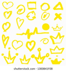 Hand drawn yellow highlight marker. Highlighter drawing design illustration Vector illustration EPS10