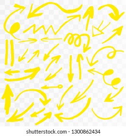 Hand drawn yellow highlight marker. Highlighter drawing design illustration Vector illustration EPS10