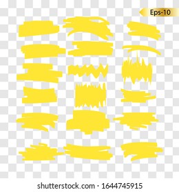 Líneas de marcador amarillo dibujado a mano.... Ilustración de diseño de dibujo resaltado