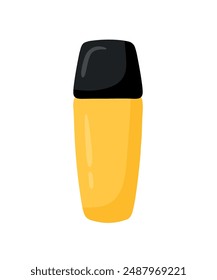 Hand drawn yellow highlighter pen marker cute cartoon for school stationery tool vector illustration