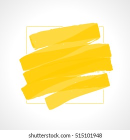 Hand drawn yellow highlighter stripes. Marker strokes background template. Optimized for one click color changes. Transparent colors EPS10 vector illustration.