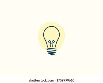 Hand drawn yellow lightbulb with blob background